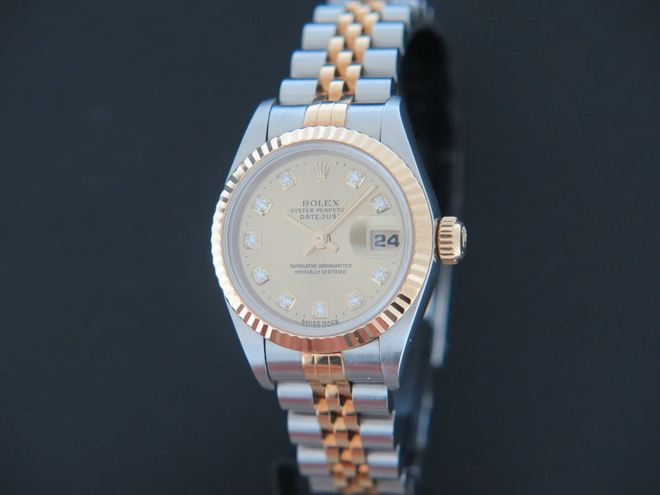 Rolex Datejust Lady Gold/Steel Champagne Diamond Dial 69173 (1)