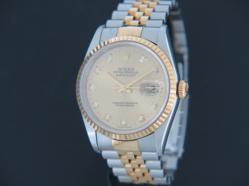 Rolex Datejust Gold/Steel 16233 Champagne Diamond Dial (1)