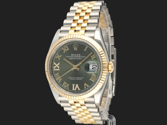 Rolex Datejust Gold/Steel Green Diamond Dial