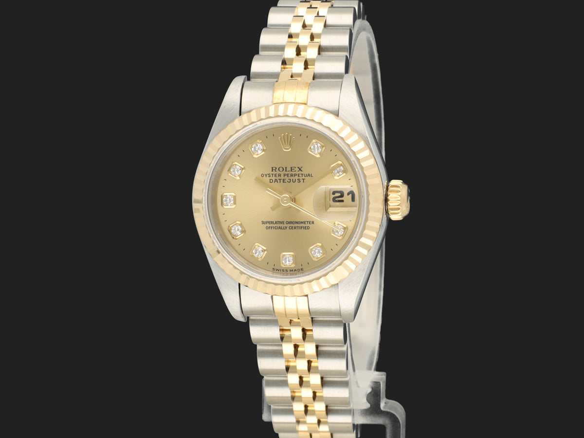 Rolex Lady-Datejust 26 Champagne Diamond Dial 69173   (1)