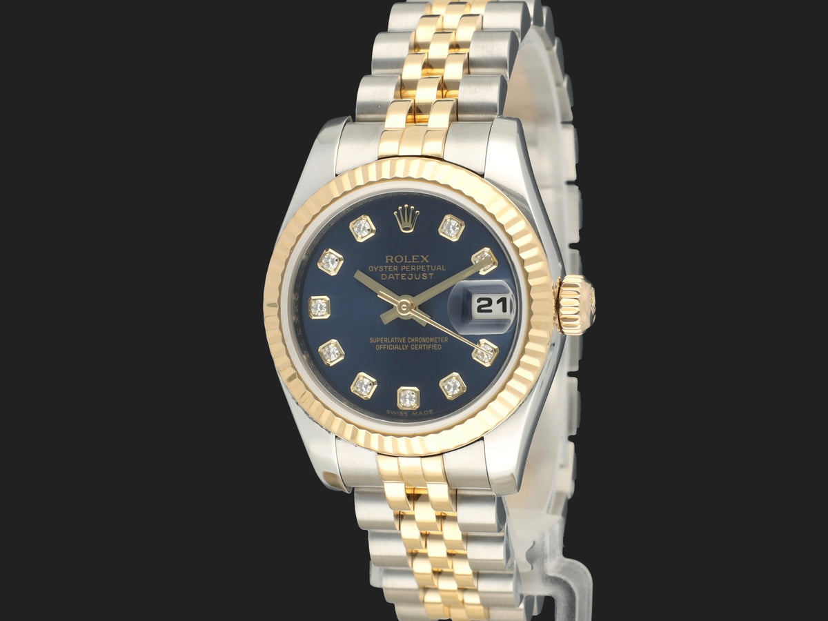 Rolex Lady-Datejust 26 Gold/Steel Blue Diamond Dial 179173 (1)
