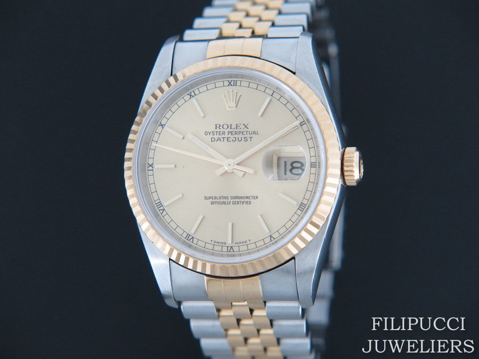 Rolex Datejust Gold/Steel Champagne Dial 16233 (1)