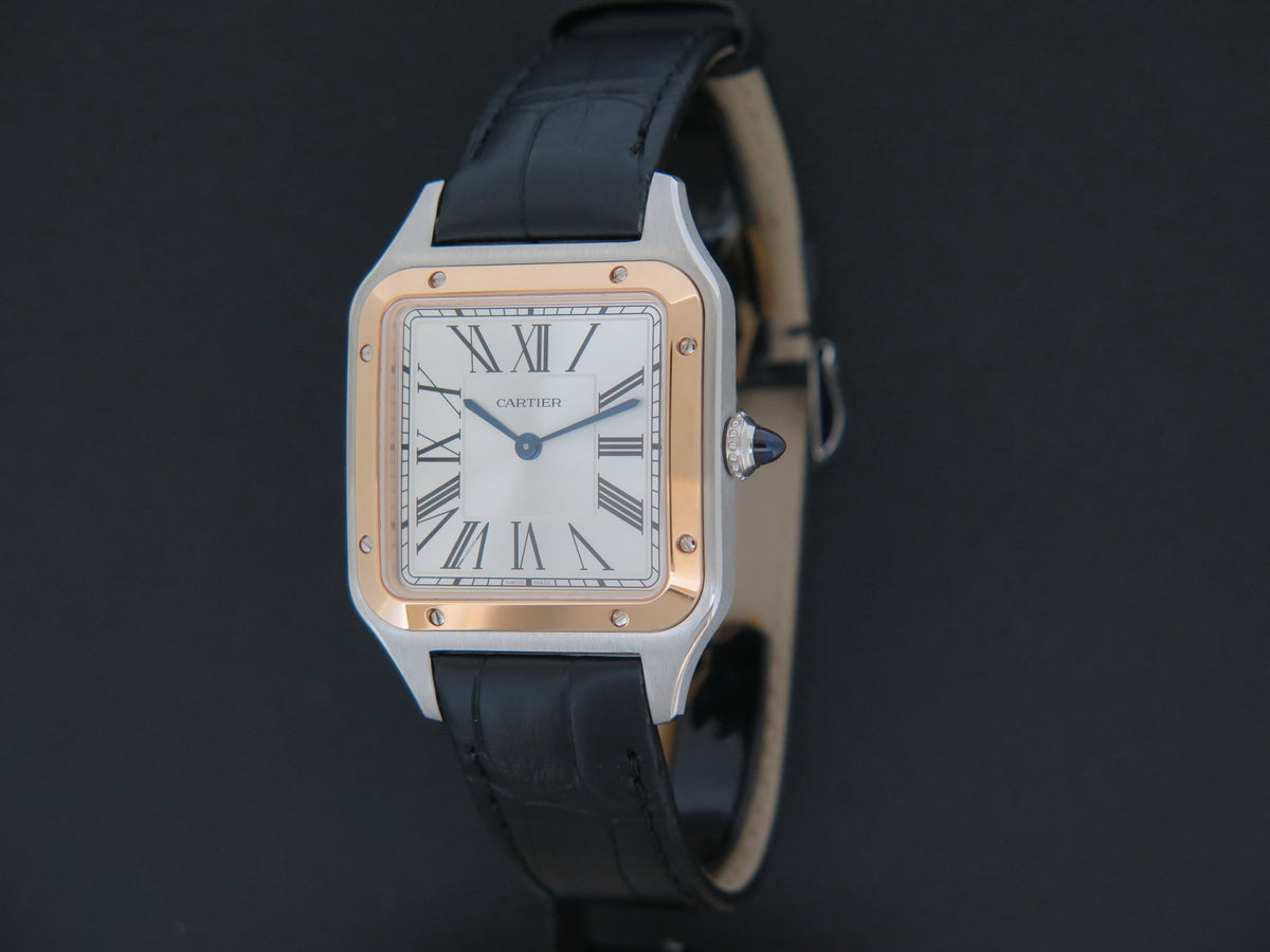 Cartier Santos-Dumont Rose Gold & Steel GM W2SA0011 NEW (1)
