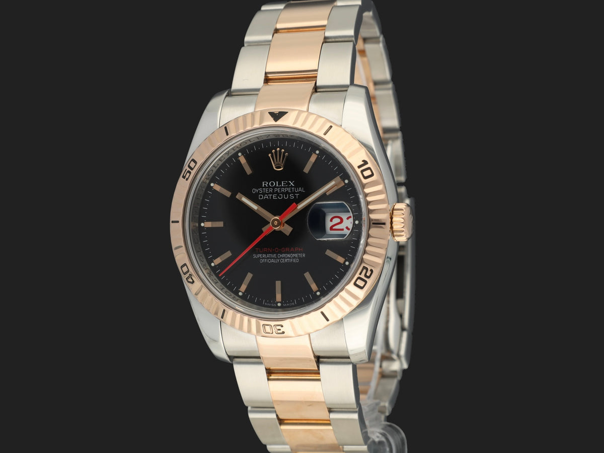 Rolex Datejust Turn-O-Graph Rose Gold/Steel Black Dial 116261  (1)