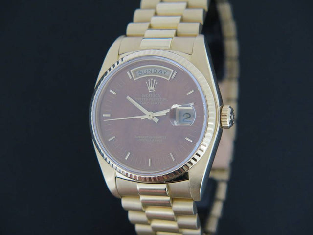 Rolex Day-Date Yellow Gold Wood Dial