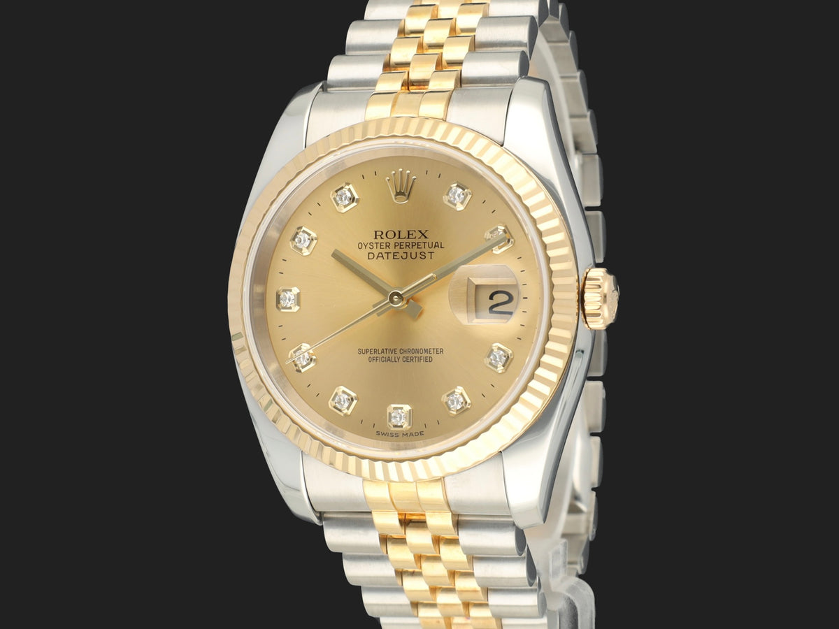 Rolex Datejust 36 Gold/Steel Champagne Diamond Dial 116233 (1)