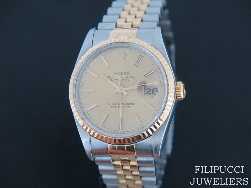 Rolex Datejust Gold/Steel Champagne Dial 16233 (1)
