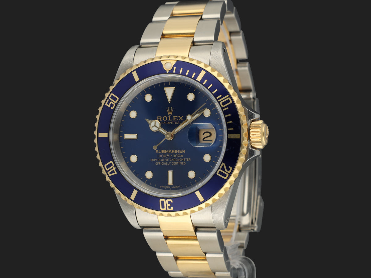 Rolex Submariner Date Gold/Steel Blue Dial 16613 (1)