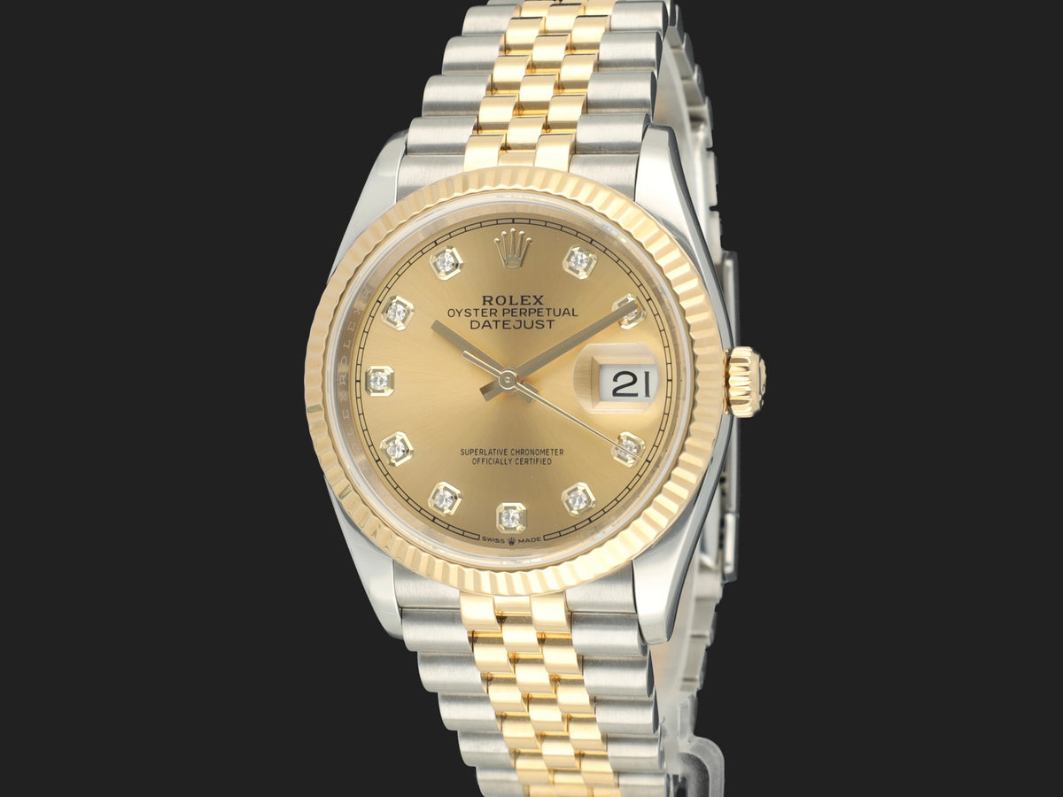 Rolex Datejust 36 Gold/Steel Champagne Diamond Dial 126233  (1)