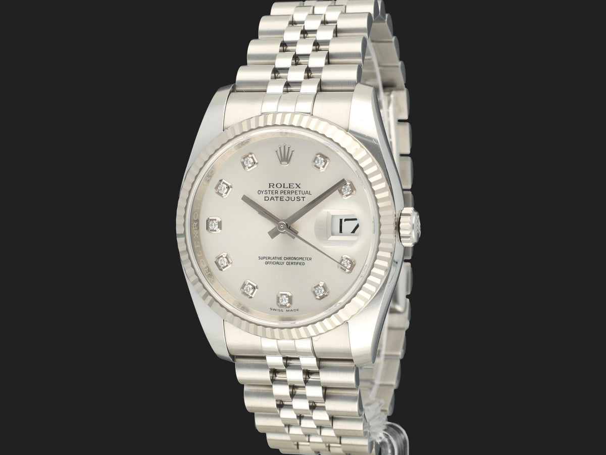 Rolex Datejust Silver Diamond Dial 116234 (1)