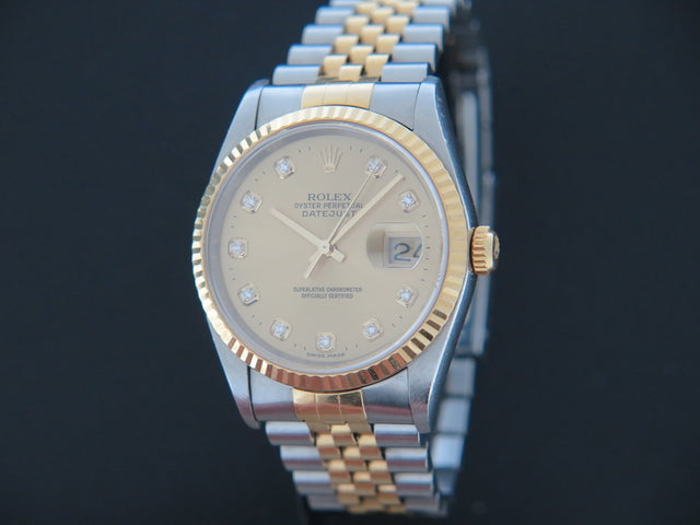 Rolex Datejust Gold/Steel Champagne Diamond Dial
