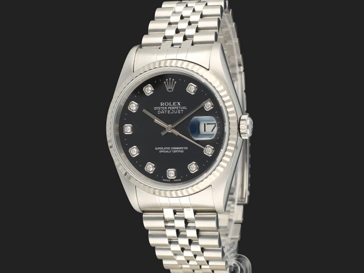 Rolex Datejust 36 Black Diamond Dial 16234 (1)