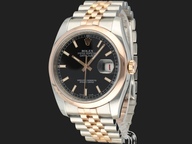 Rolex Datejust 36 Everose/Steel Black Dial 116201