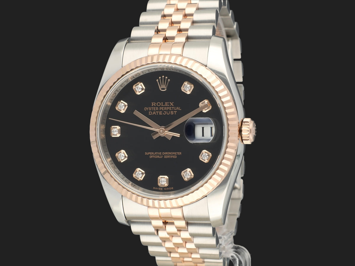Rolex Datejust 36 Black Diamond Dial Everose/Steel 116231  (1)