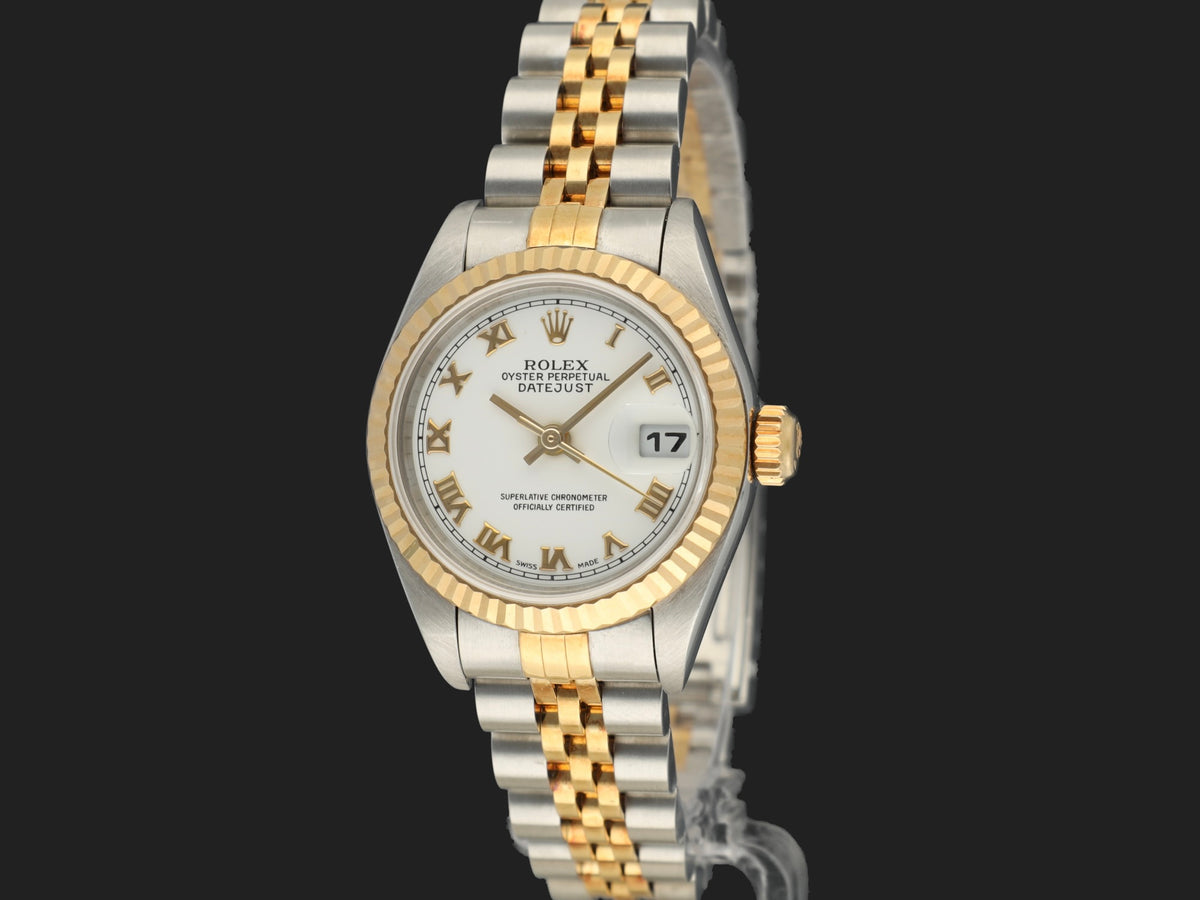 Rolex Lady-Datejust 26 Gold/Steel White Roman Dial 79173 (1)
