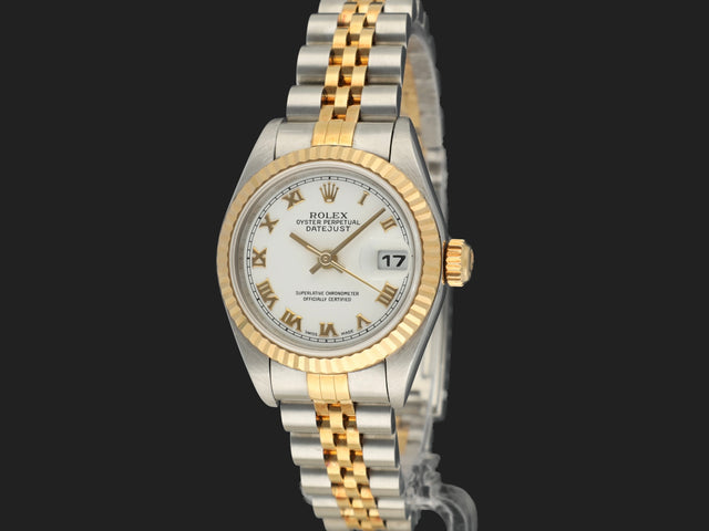 Rolex Lady-Datejust 26 Gold/Steel White Roman Dial