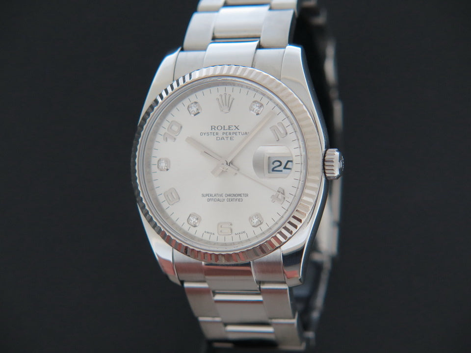 Rolex Date Silver Diamond Dial  115234 (1)