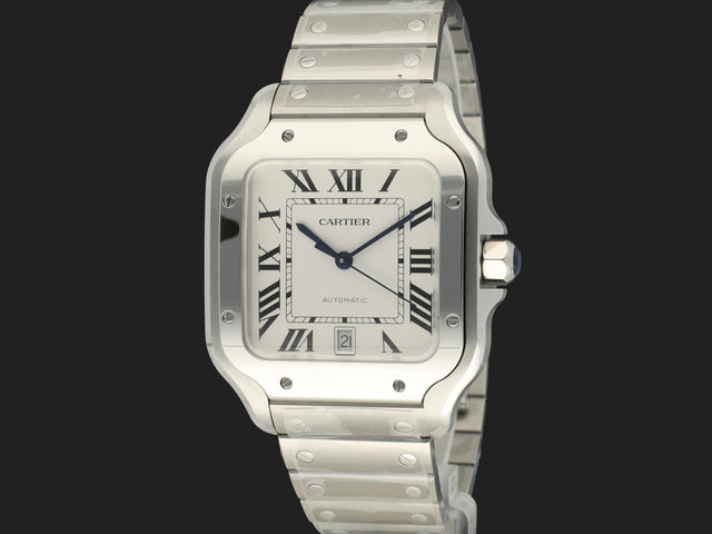 Cartier Santos Large Date Steel Roman Dial WSSA0018 NEW