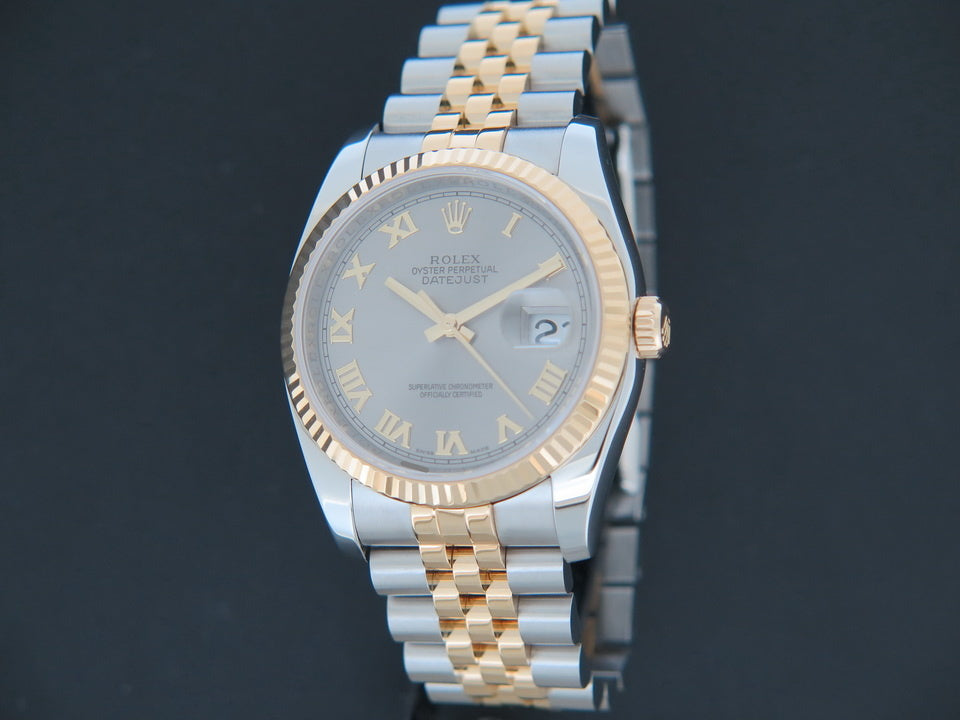 Rolex Datejust Gold/Steel Grey Roman Dial 116233 (1)