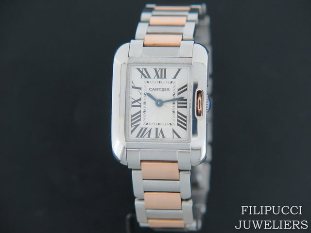 Cartier Tank Anglaise Rosegold/Steel Silver Dial