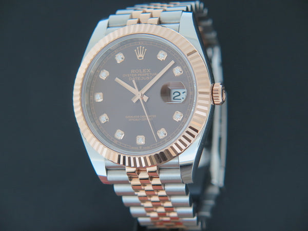 Rolex Datejust 41 Everosegold/Steel Choco Diamond Dial