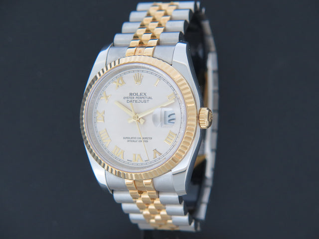 Rolex Datejust Gold/Steel White Pyramide Dial