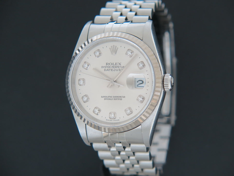 Rolex Datejust Silver Diamond Dial 16234 (1)
