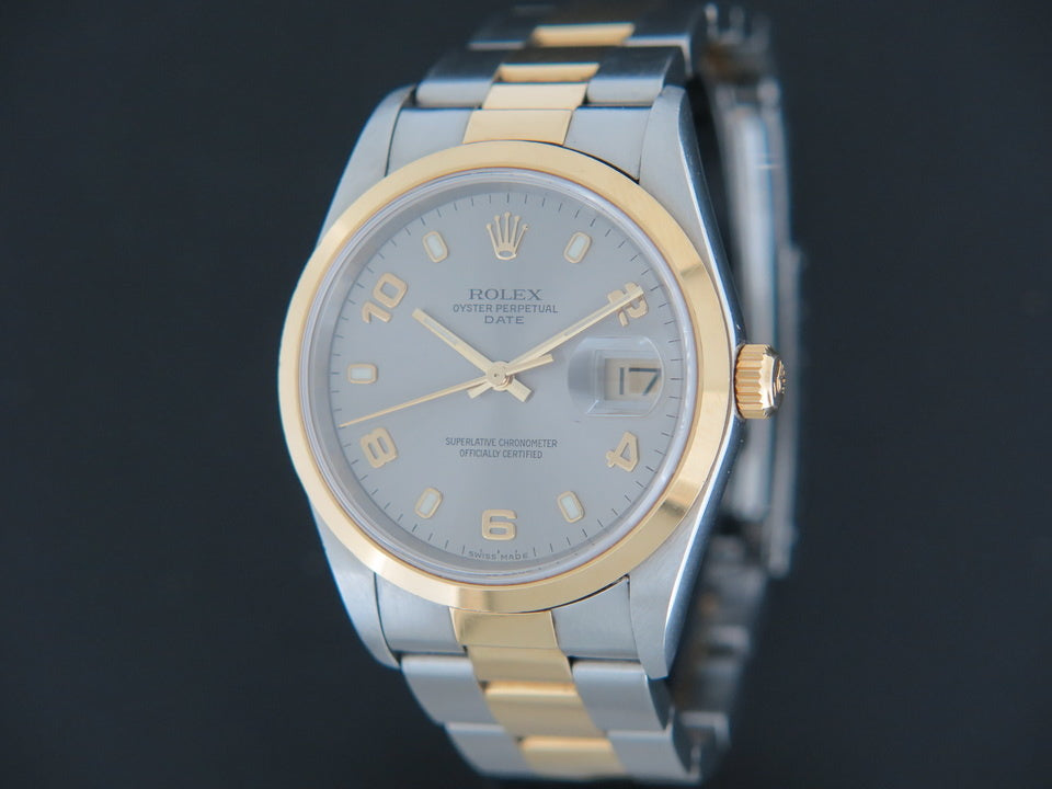 Rolex Date Gold/Steel Silver Dial 15203 (1)