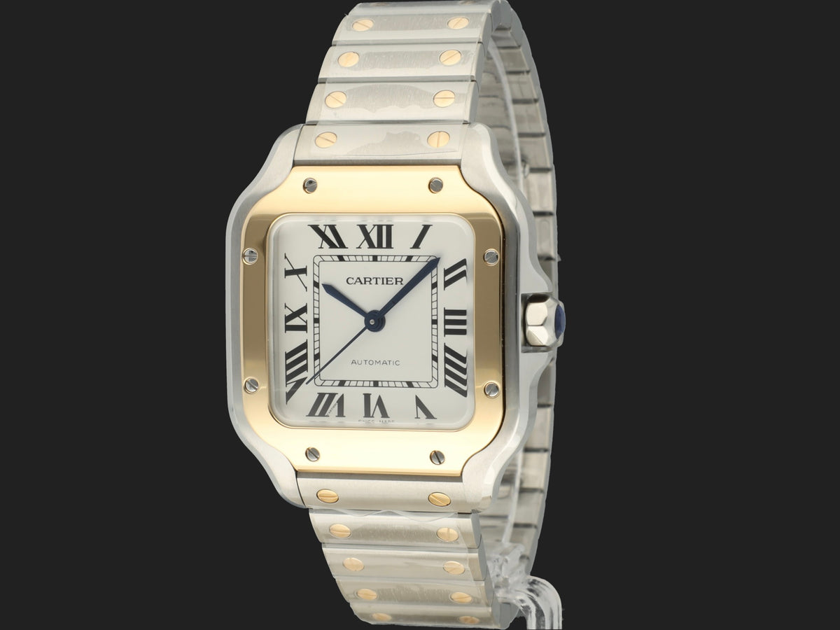 Cartier Santos Medium Gold/Steel Roman Dial W2SA0016 NEW (1)