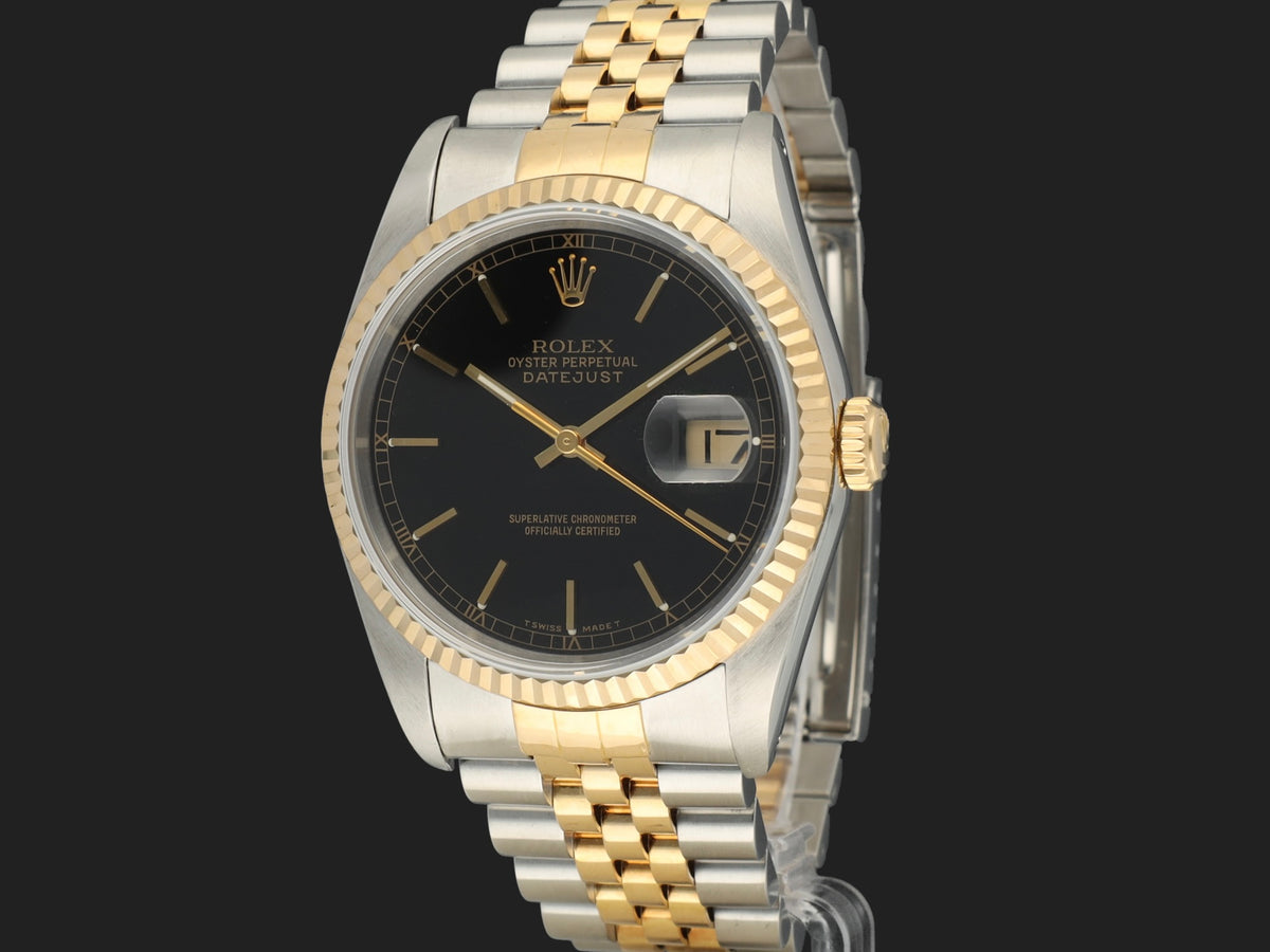 Rolex Datejust 36 Gold/Steel Black Dial 16233  (1)