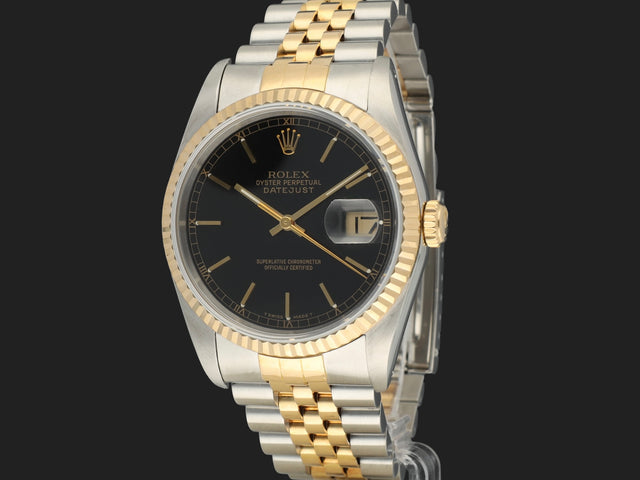 Rolex Datejust 36 Gold/Steel Black Dial 16233