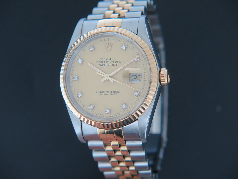 Rolex Datejust Gold/Steel 16233 Champagne Diamond Dial (1)