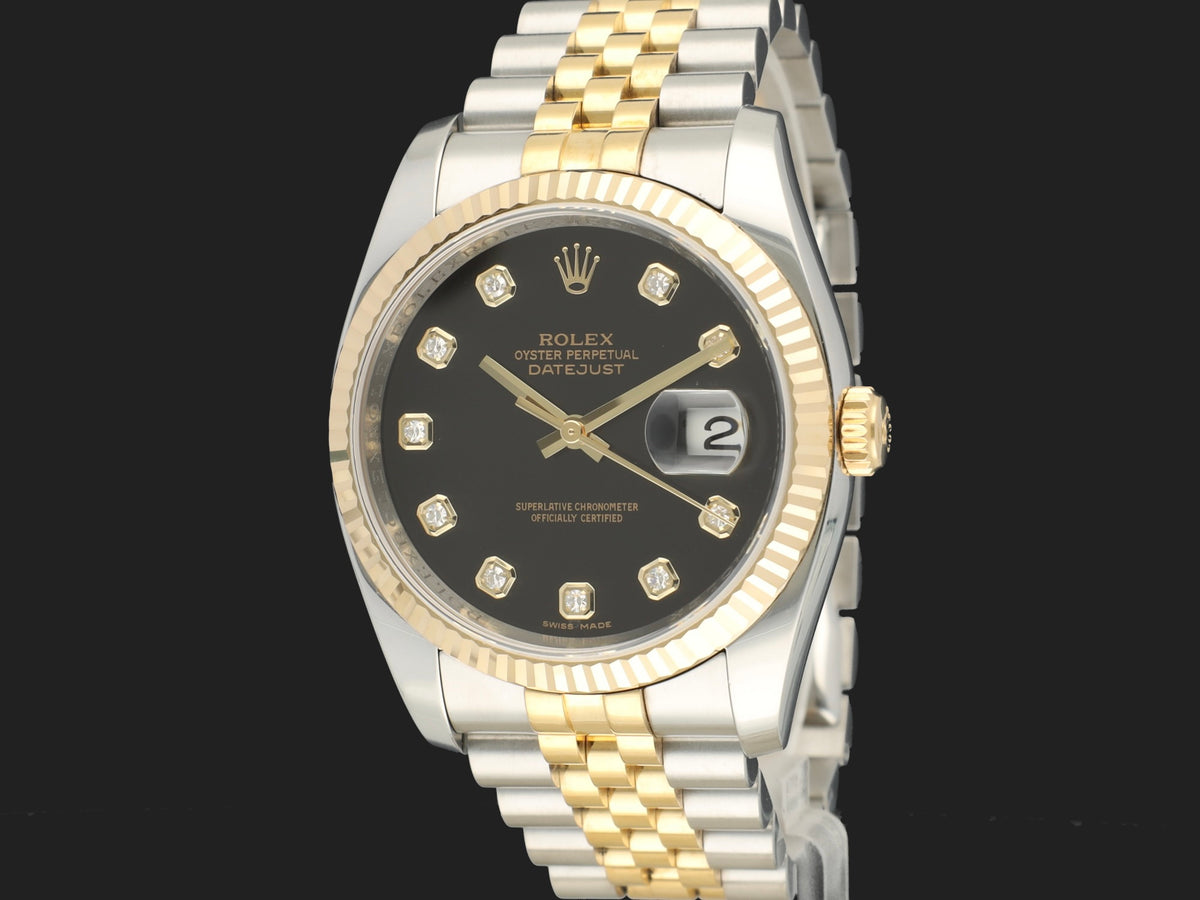 Rolex Datejust 36 Gold/Steel Black Diamond Dial 116233 (1)
