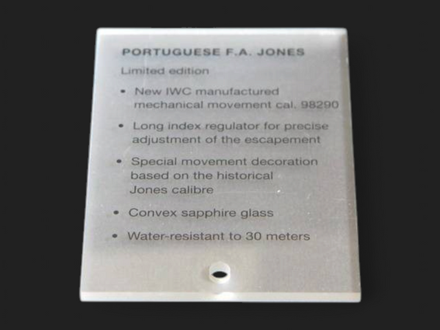 IWC Display piece Portugieser F.A. Jones
