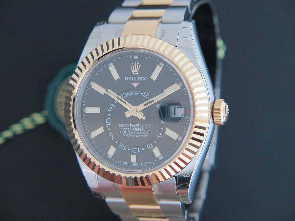 Rolex Sky-Dweller Gold/Steel Black NEW 326933     (1)