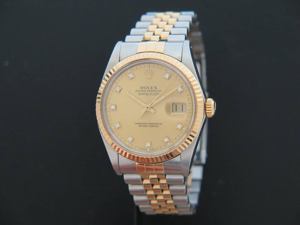 Rolex Datejust Gold/Steel Diamonds 16013 (1)