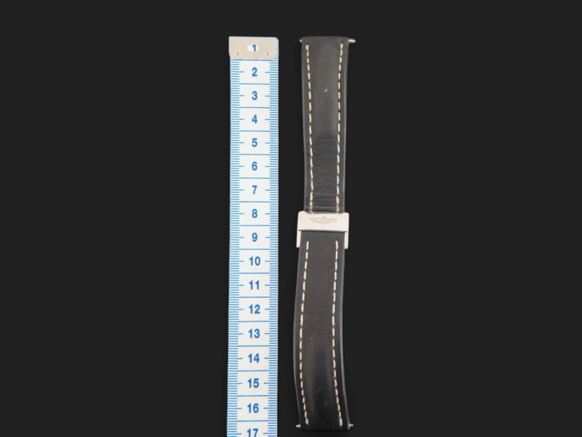 Breitling Black Leather Strap 20-18 mm with folding clasp  (1)