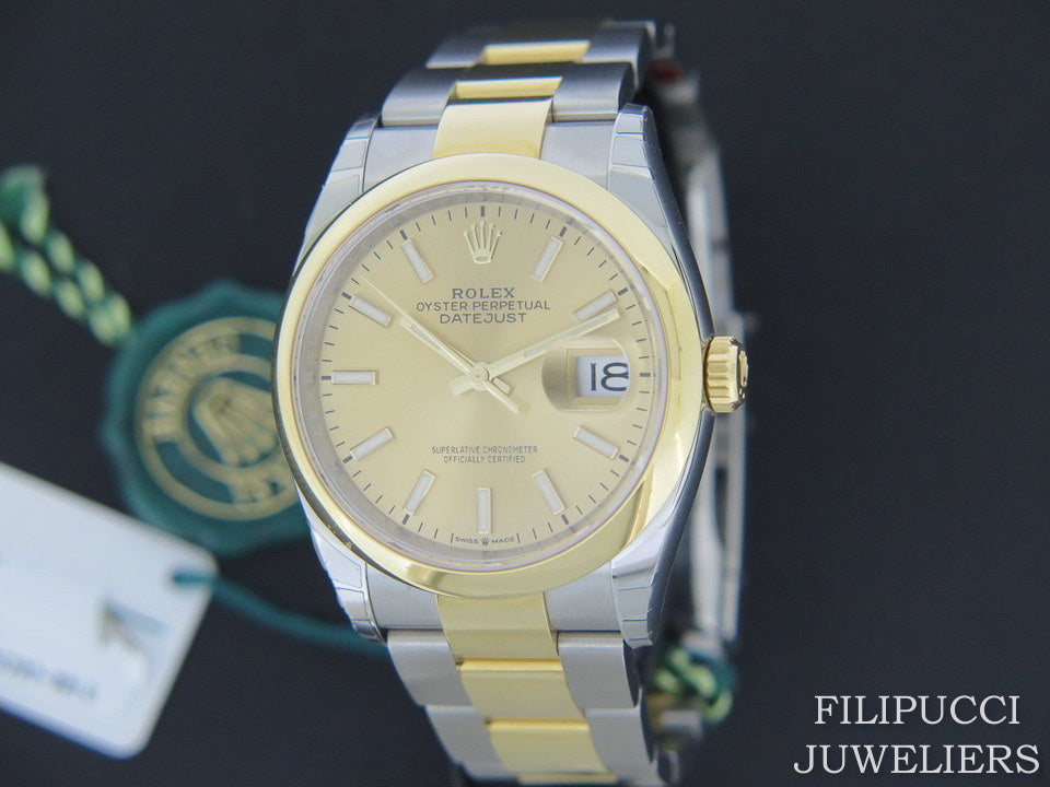 Rolex Datejust Gold/Steel Champagne Dial NEW 126203 STICKERS  (1)