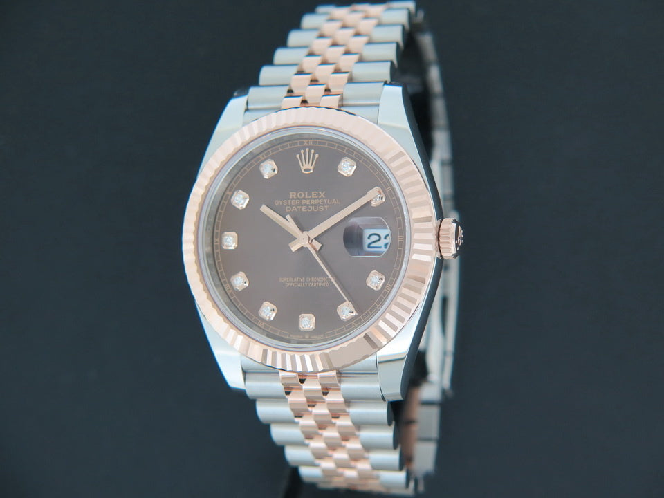 Rolex Datejust 41 Everose/Steel Choco Diamond Dial NEW 126331 (1)