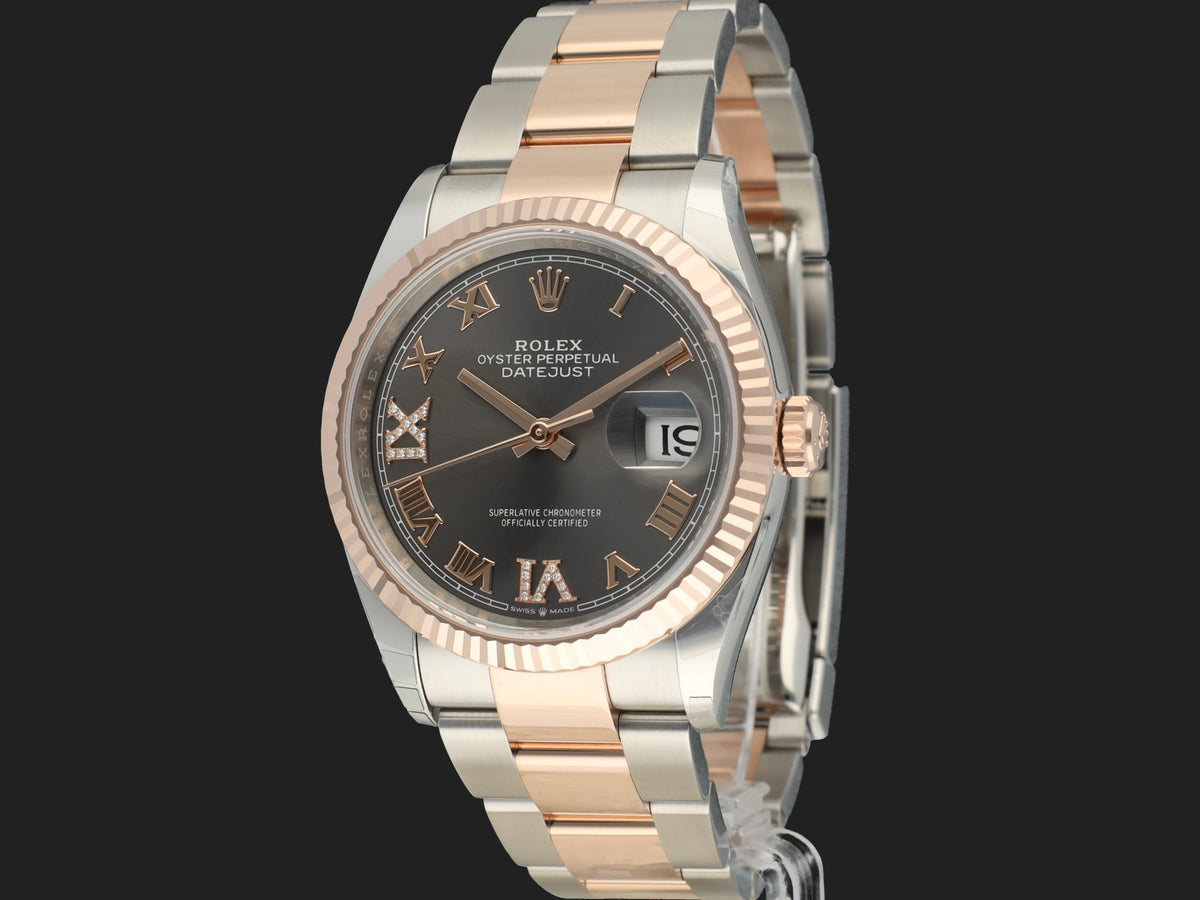 Rolex Datejust 36 Slate Roman Diamond Dial Everose/Steel 126231 NEW (1)