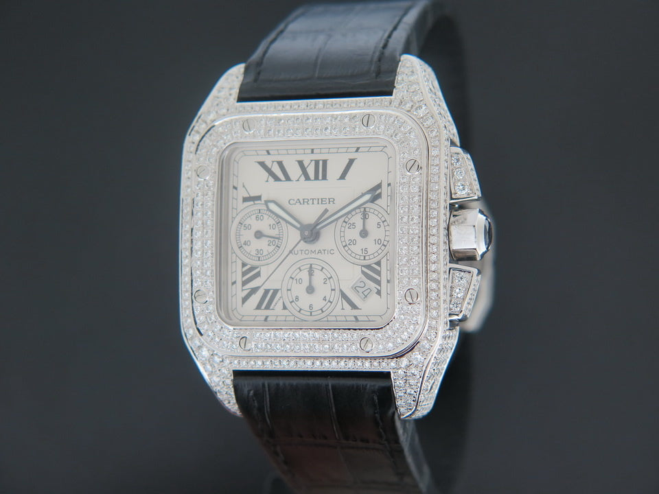 Cartier Santos 100 XL Chronograph Diamonds (1)