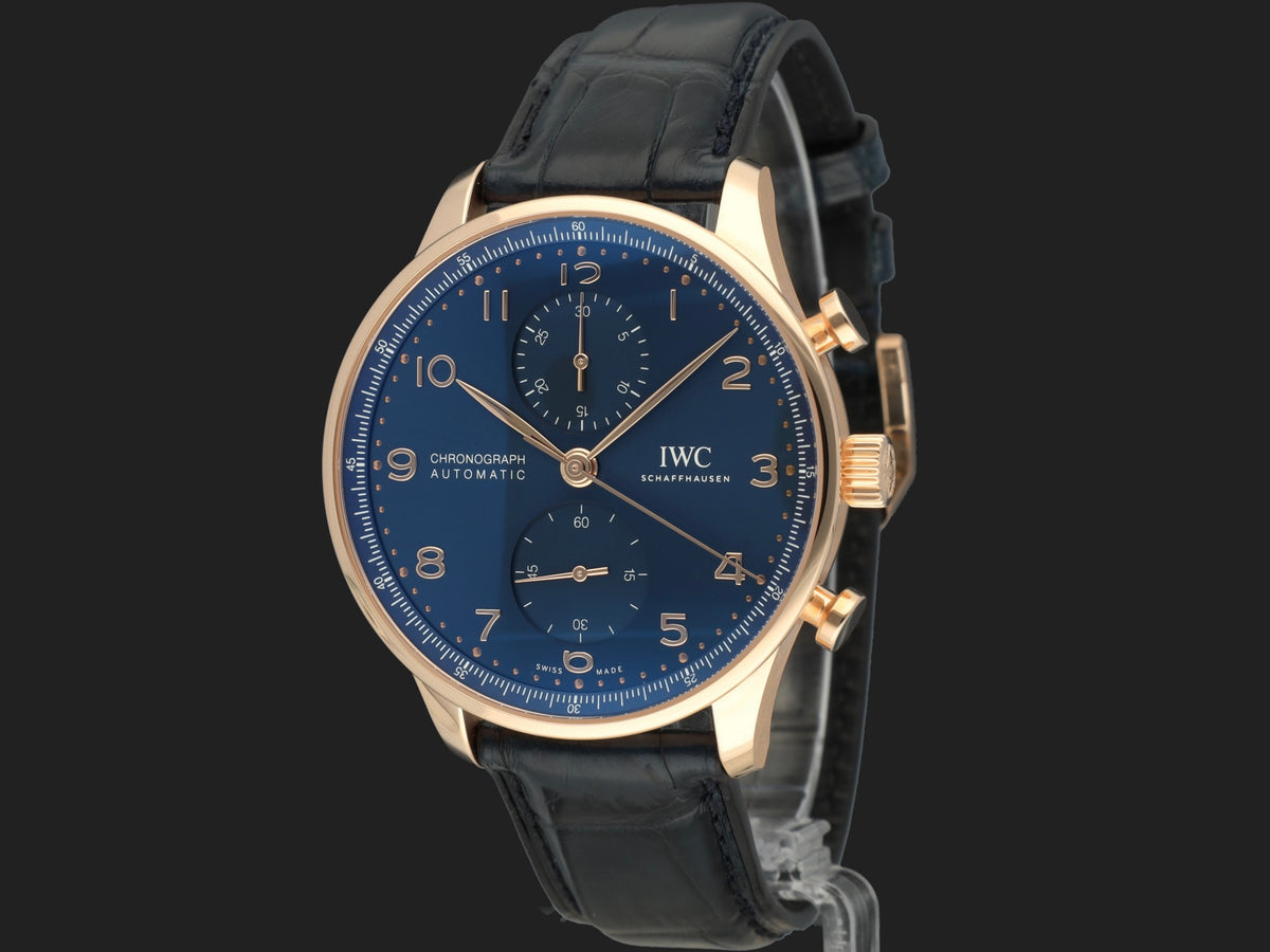 IWC Portugieser Chronograph Rose Gold Blue Dial IW371614 NEW (1)