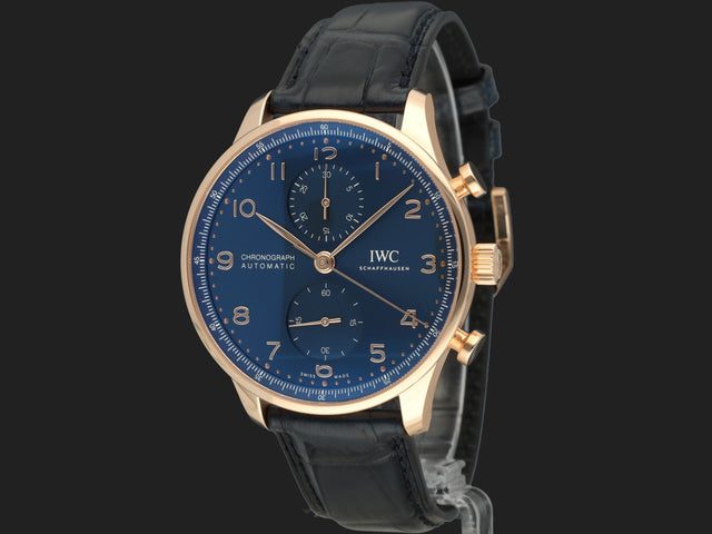 IWC Portugieser Chronograph Rose Gold Blue Dial NEW