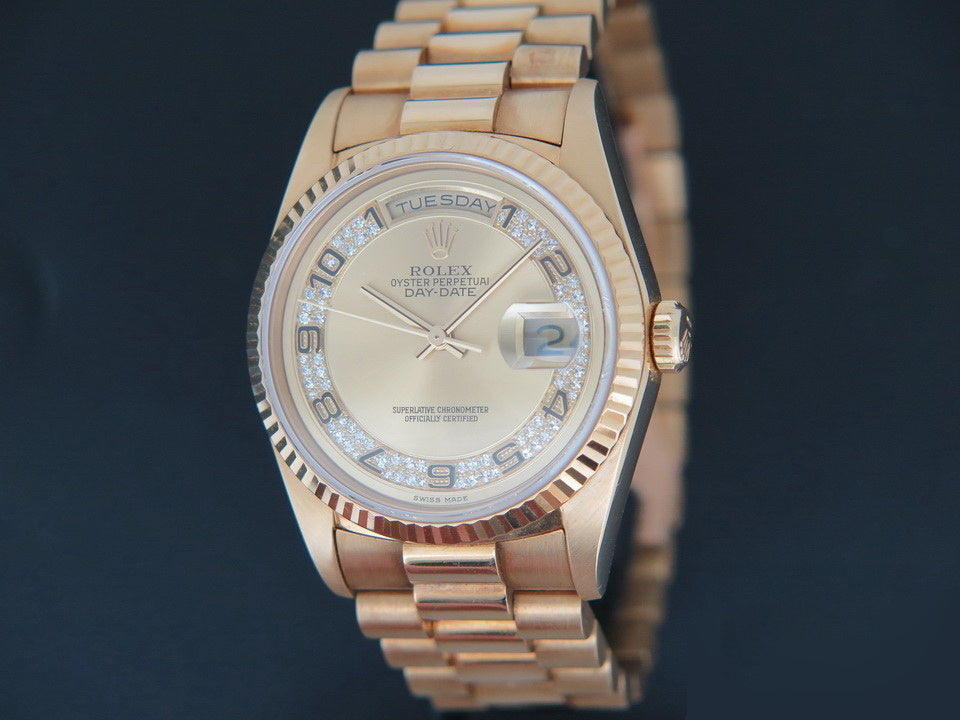 Rolex Day-Date Yellow Gold Champagne Diamond Dial 18238 (1)