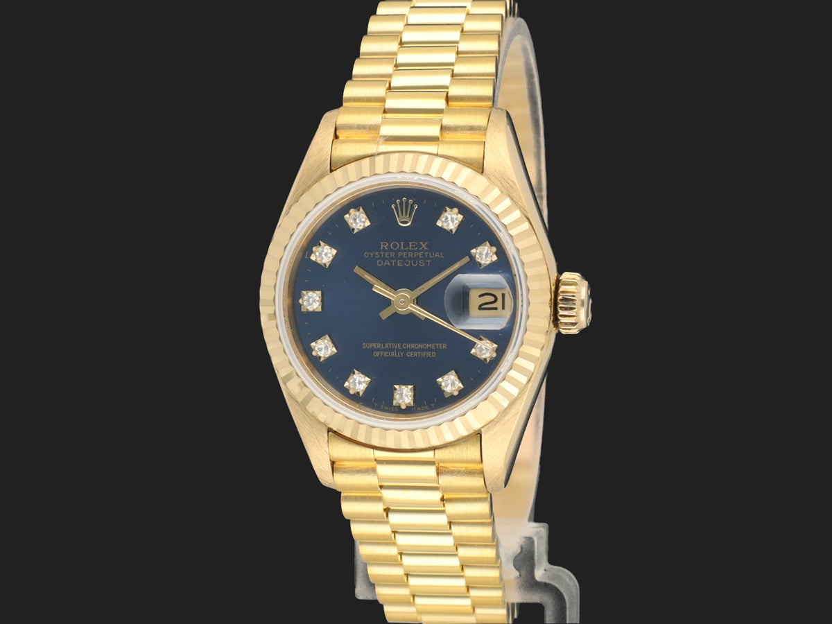 Rolex Lady-Datejust 26 Yellow Gold Blue Diamond Dial 69178 69178 (1)