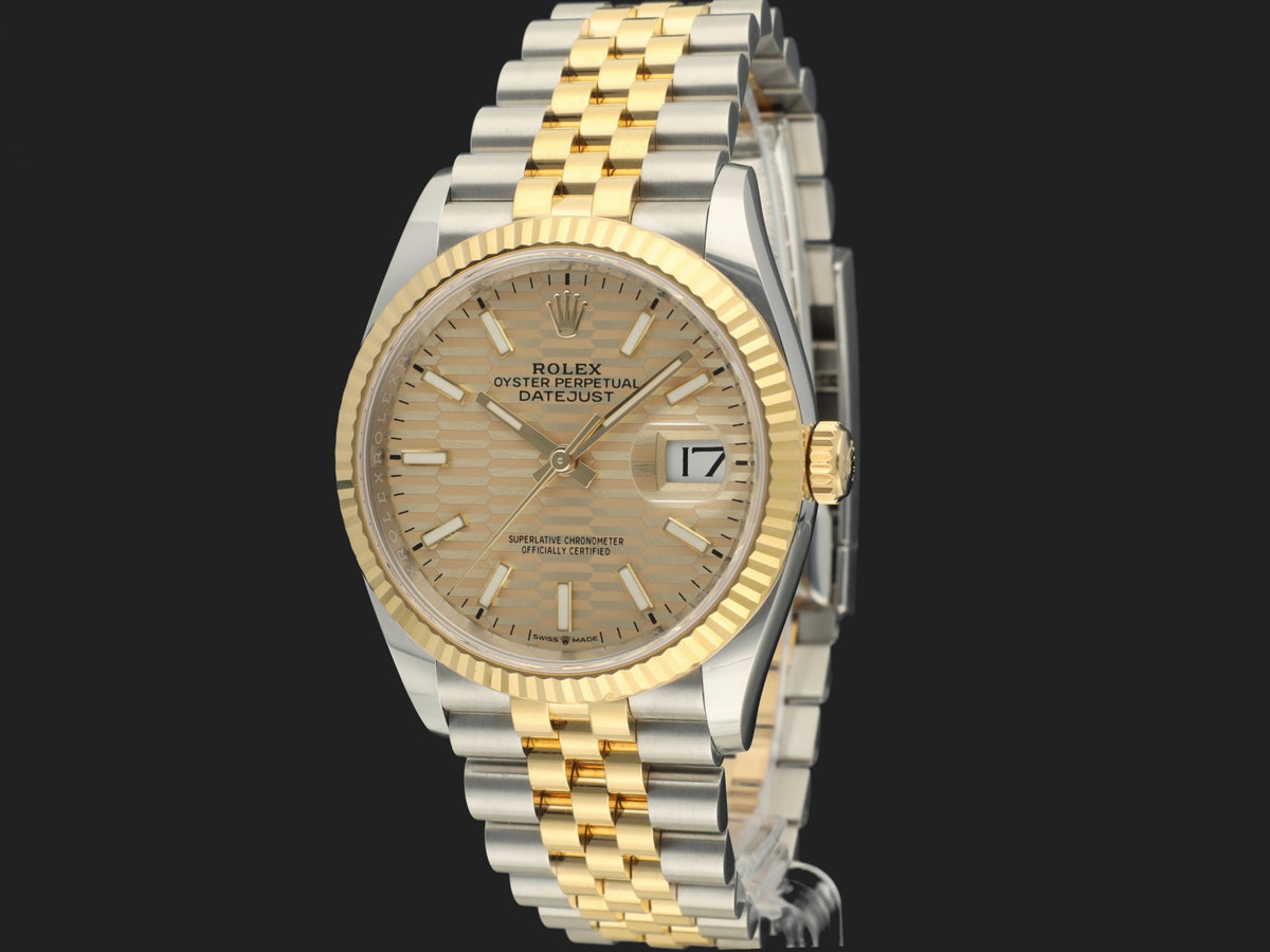 Rolex Datejust Gold/Steel Golden Fluted Dial 126233 (1)