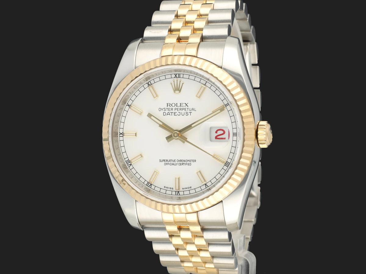 Rolex Datejust 36 Gold/Steel White Dial 116233 (1)