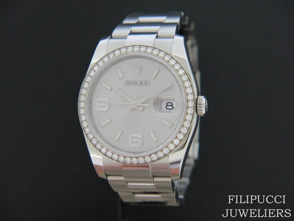 Rolex Datejust Silver Diamond Dial and Bezel 116244    (1)