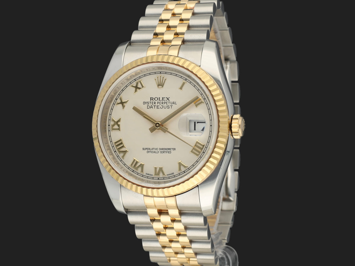 Rolex Datejust Gold/Steel Ivory Pyramid Dial 116233 (1)