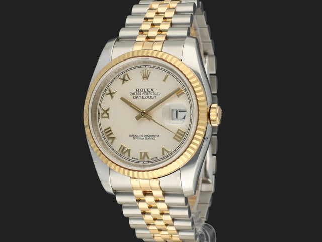 Rolex Datejust Gold/Steel Ivory Pyramid Dial